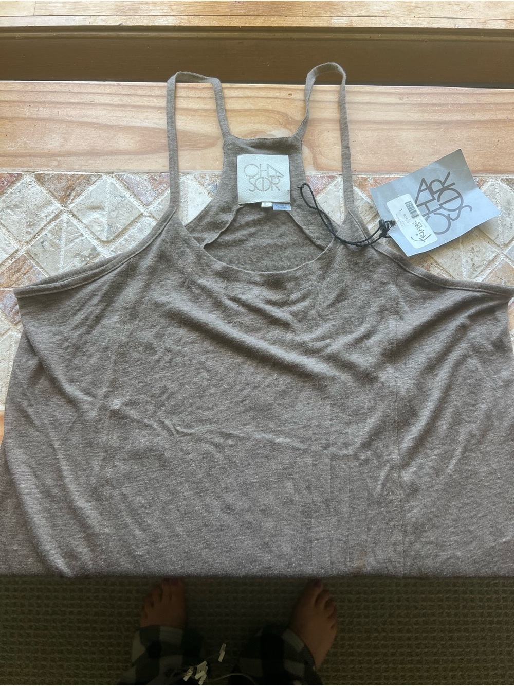 CHA SOR Women’s Solid Gray Camisole Tank Top, Spaghetti Strap, Size L #190